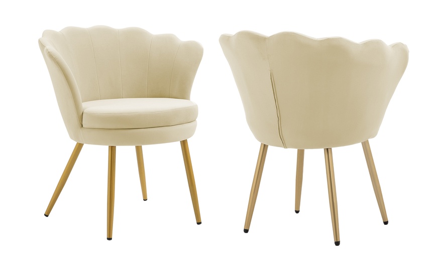 Image 2: Fauteuil design Maddina avec pieds dorés