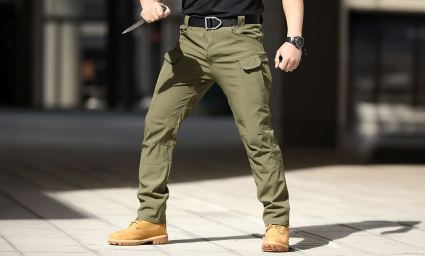 Image 3: Men's Stretchy Cargo Work Pants 