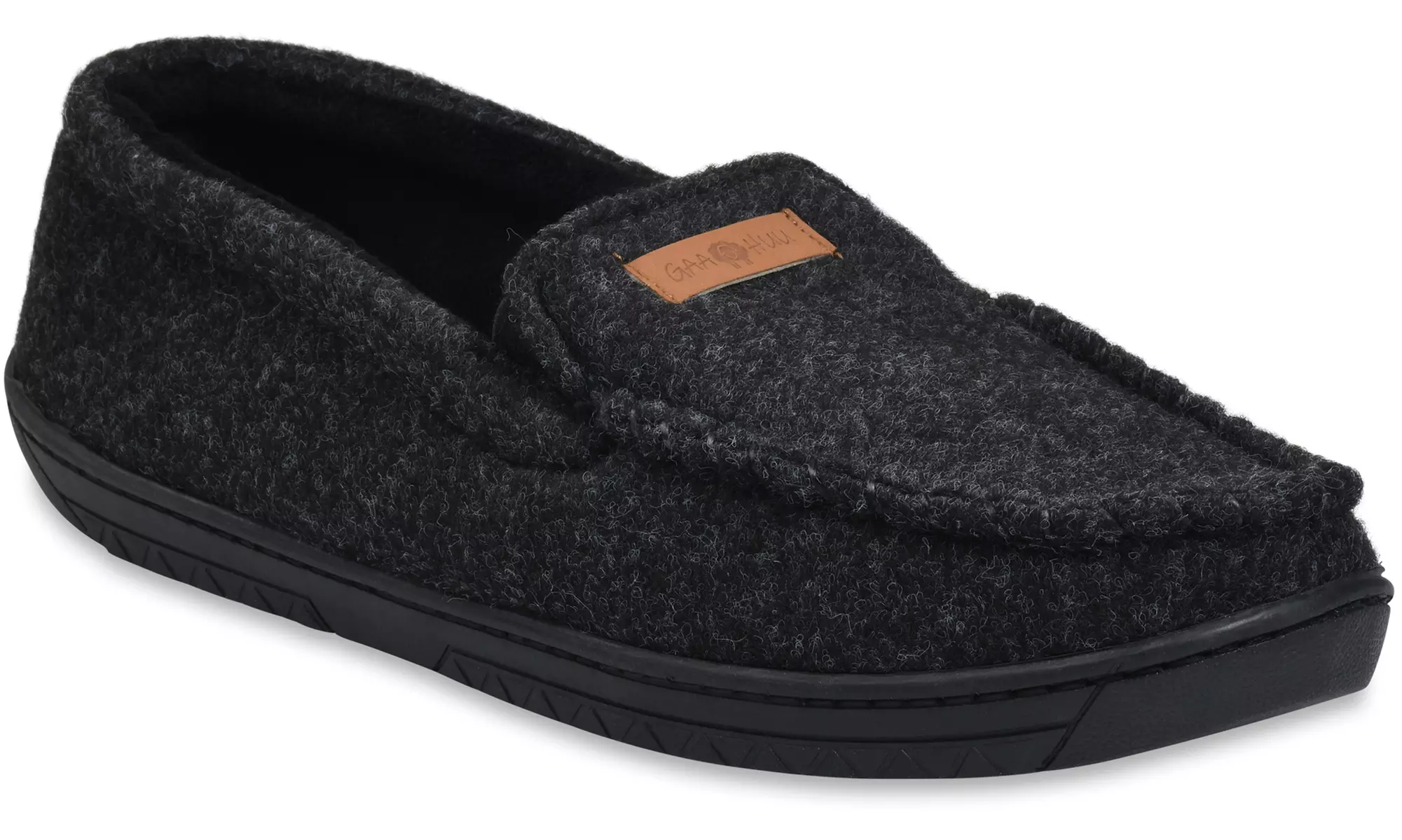Gaahuu Men's Faux Wool Moccasin Slipper with Velour Lining