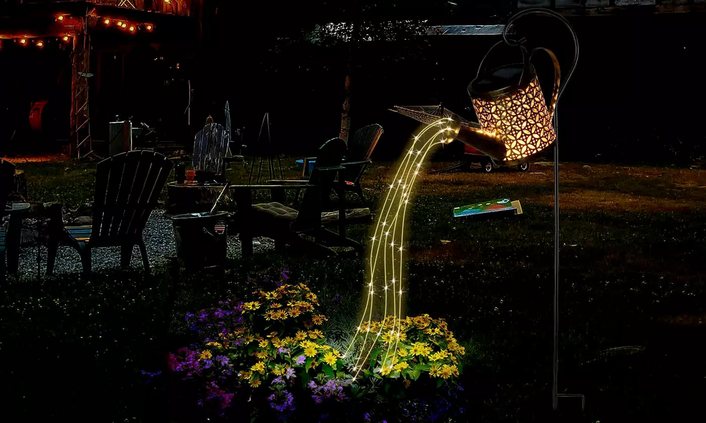 Waterproof Copper Solar Twinkle Light Watering Can Hanging Kettle Lantern Light