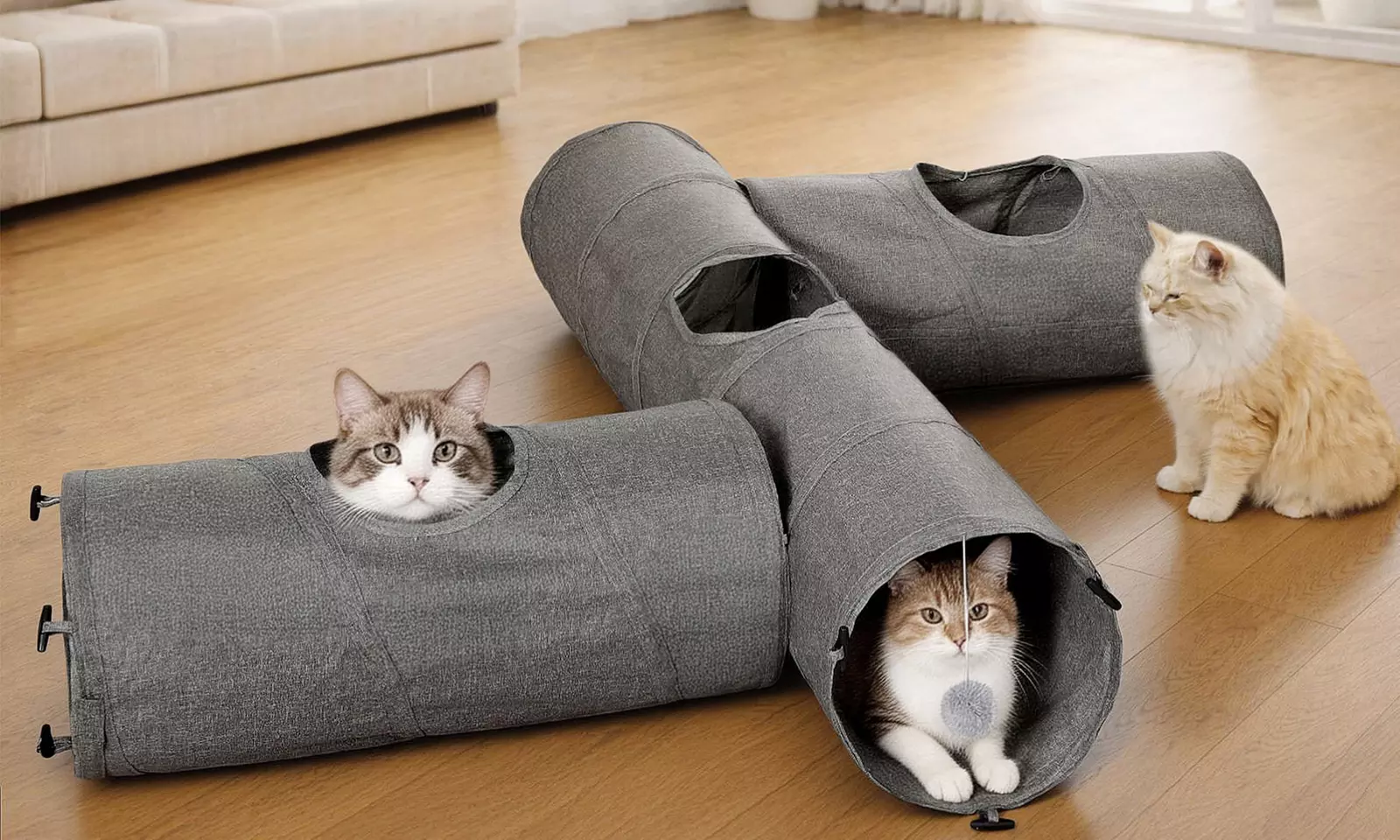 Skylos Modular Cat Tunnel 3-Piece Foldable Play Tunnel Set