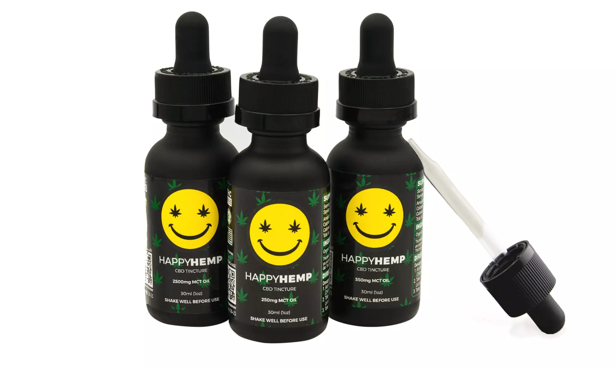 Happy Hemp CBD Oil Tinctures - MCT Oil and Hemp Oil