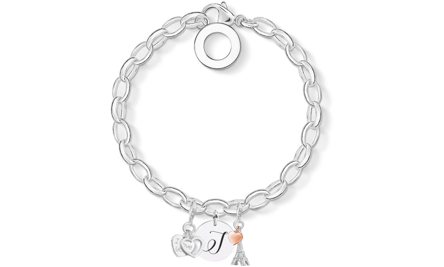 Image 11: Initial Charm Bracelet Made with Crystals from Swarovski®