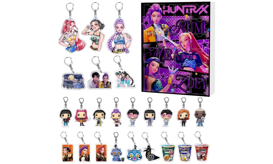 Image 8: K-Pop Demon Hunters Inspired Advent Calendar, 24 Keychains Collection