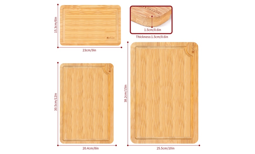 Image 11: Set of Three Bamboo Chopping Boards