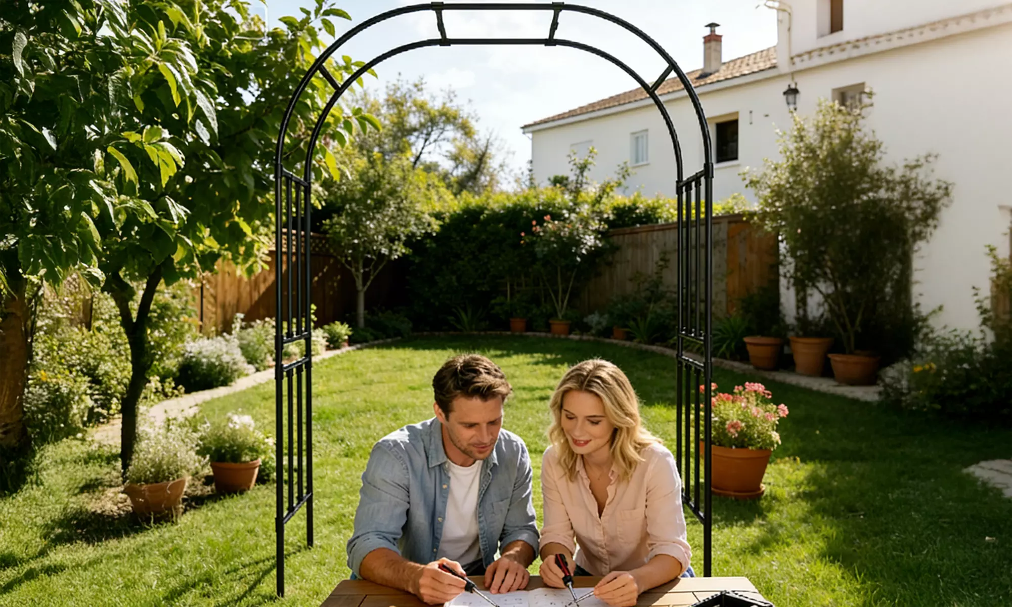 Lambu Metal Garden Arch Trellis Rose Climbing Archway