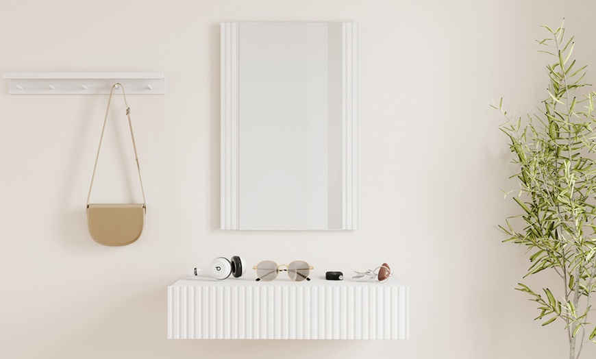 Image 9: Console d'entrée flottante Amira avec miroir et tiroir