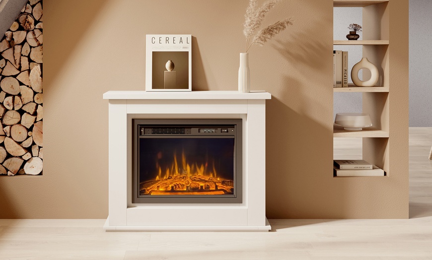 Image 2: Mueble avec cheminée électrique blanc