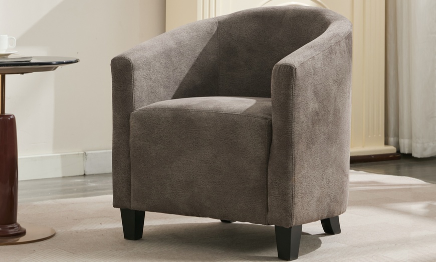 Image 7: Bronzing Fabric Tub Chair with Footstool