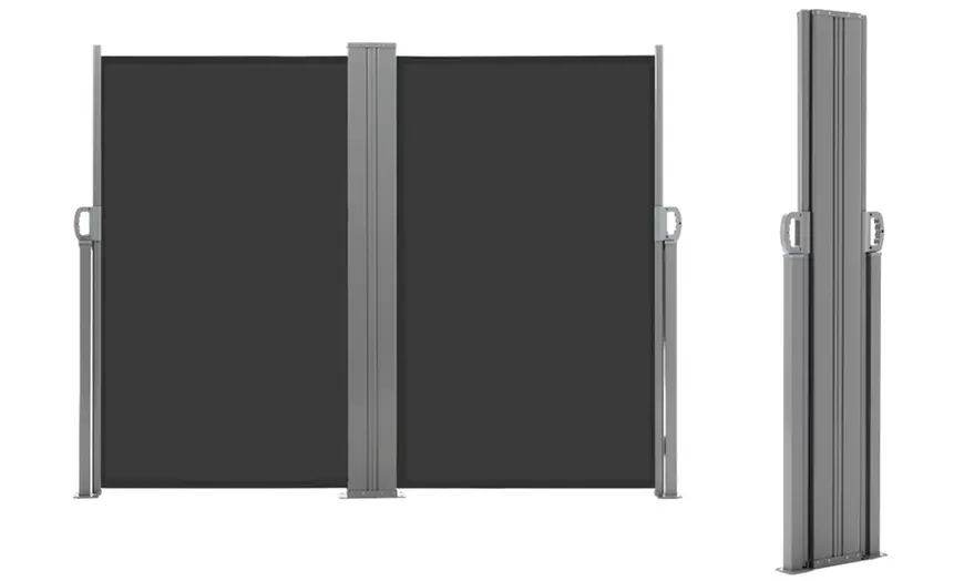 Image 7: Outdoor Retractable Polyester Privacy Two-Side Awning