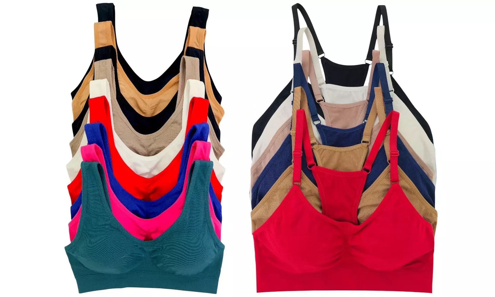 Lounge Love Women's Six-Pack Everyday Wireless Tank or Racerback Bras - Primary Image