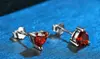 925 Sterling Silver 5MM Red Heart Cut Stud Earrings