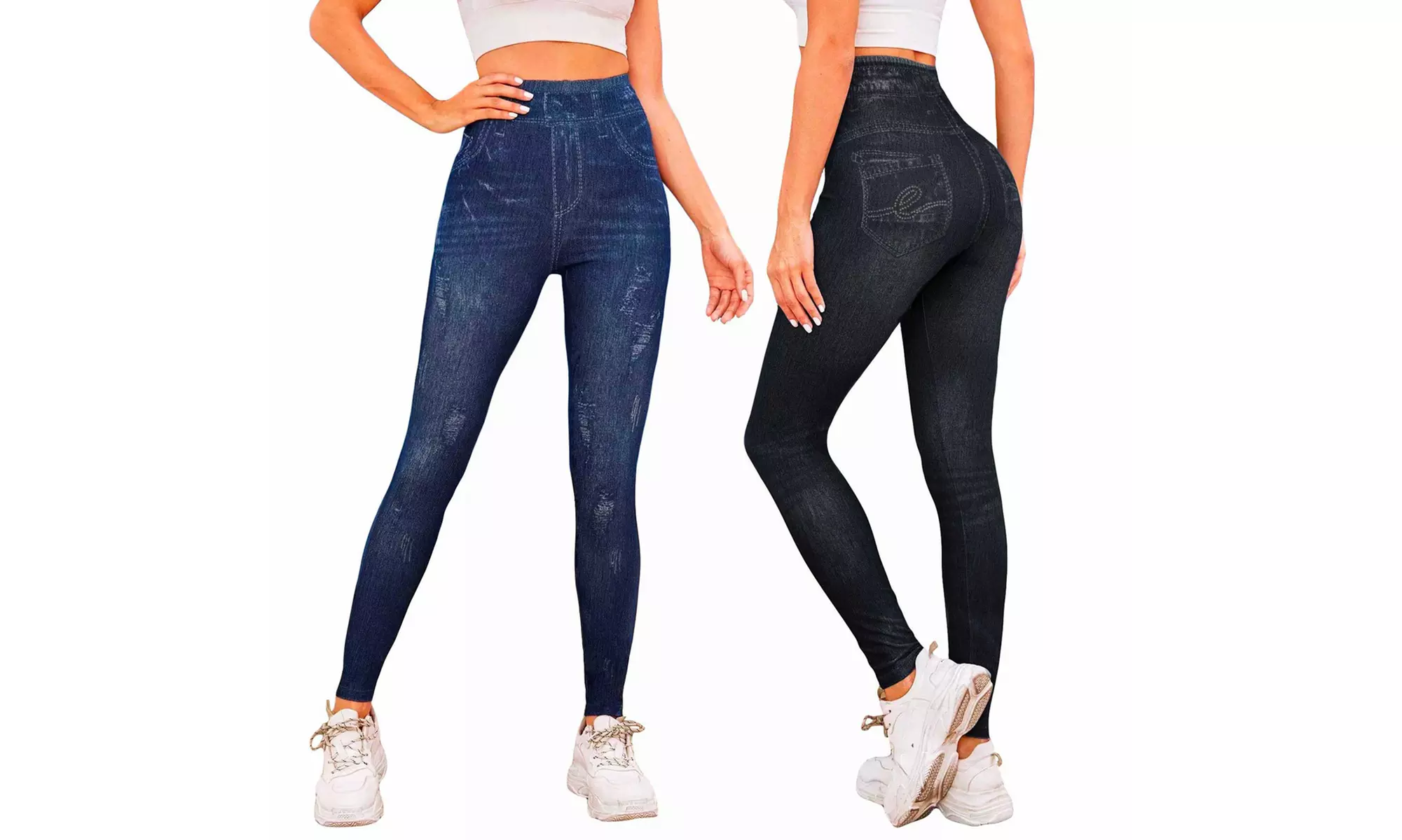 1 ou 2 leggings "Giada" effet denim, pour femme - Primary Image