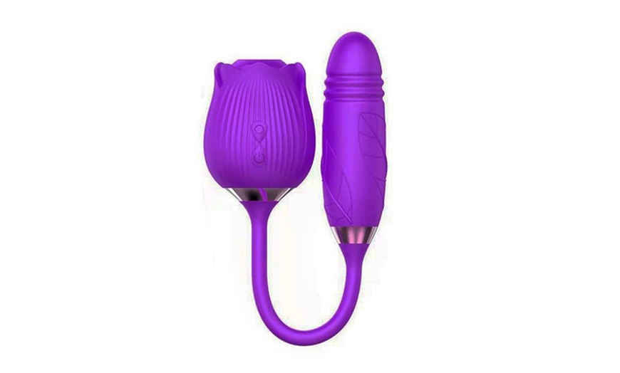Image 4: 2 in 1 Dual Rose Vibrator Sucking Clitoral G-spot Sex Toy 10 Speed Waterproof