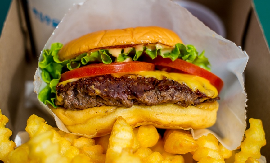 Image 1: Burger with Side and Soft Drink