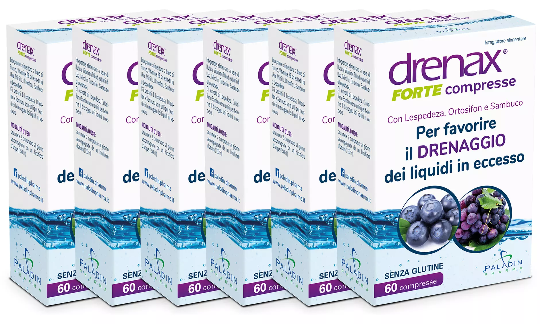 2, 4 o 6 confezioni di bustine o compresse Drenax