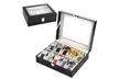 PU Leather Watch Cushion Display Glass Top Organizer Box(6,10,12,20,24 Slots) - Second Medium