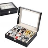 Image 2: PU Leather Watch Cushion Display Glass Top Organizer Box(6,10,12,20,24 Slots)