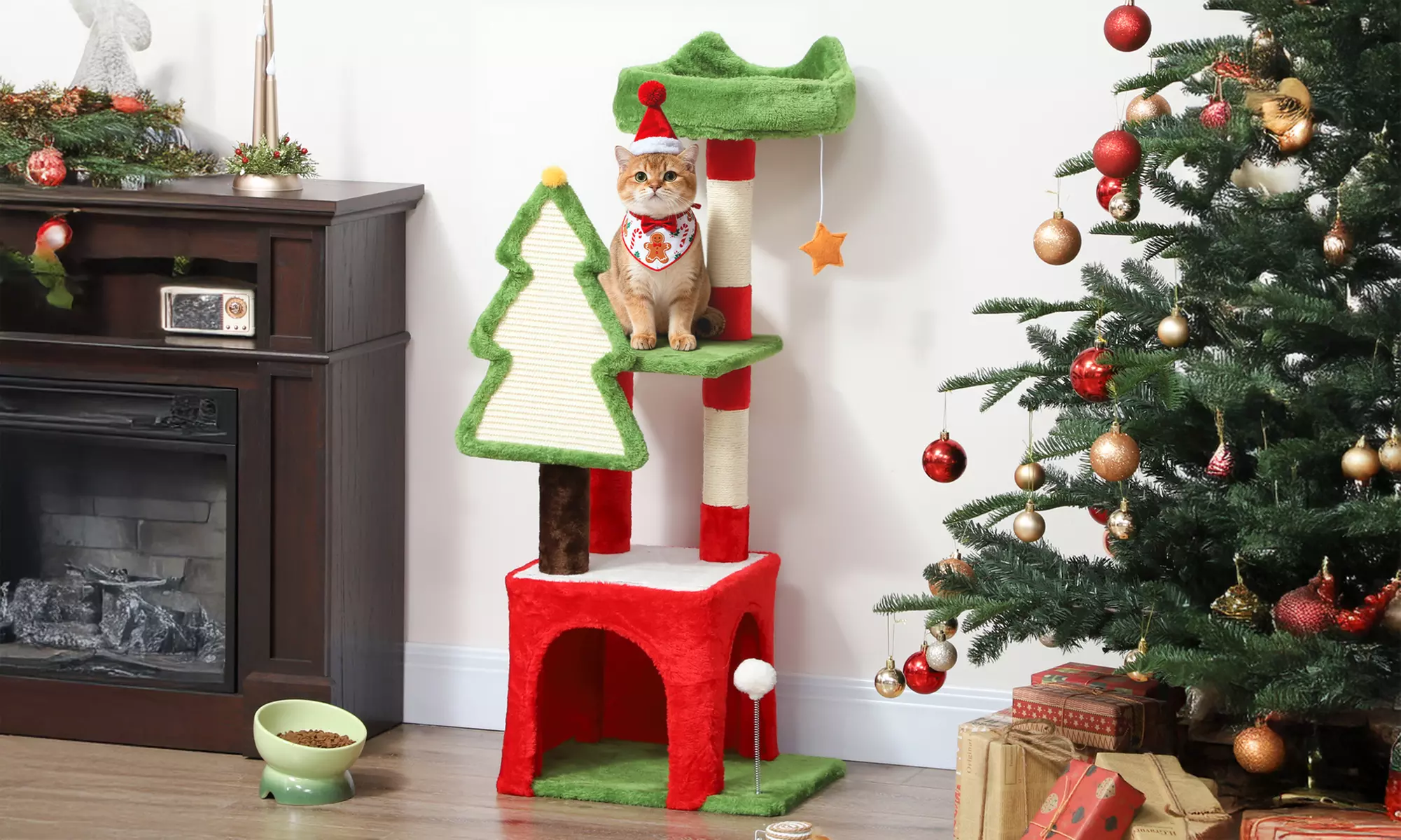 PawHut Christmas Cat Tower