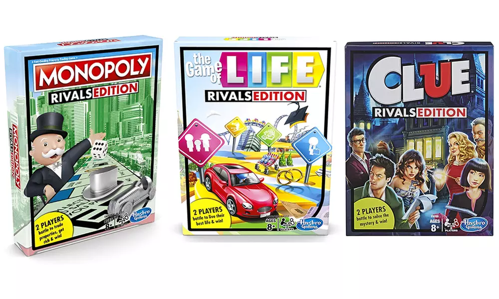 Hasbro Rivals Edition Board Games – Monopoly, Cluedo & Game of Life | Fast 2-Player Family Games