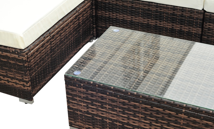 Image 10: Outsunny Rattan Effect Garden Sofa Set