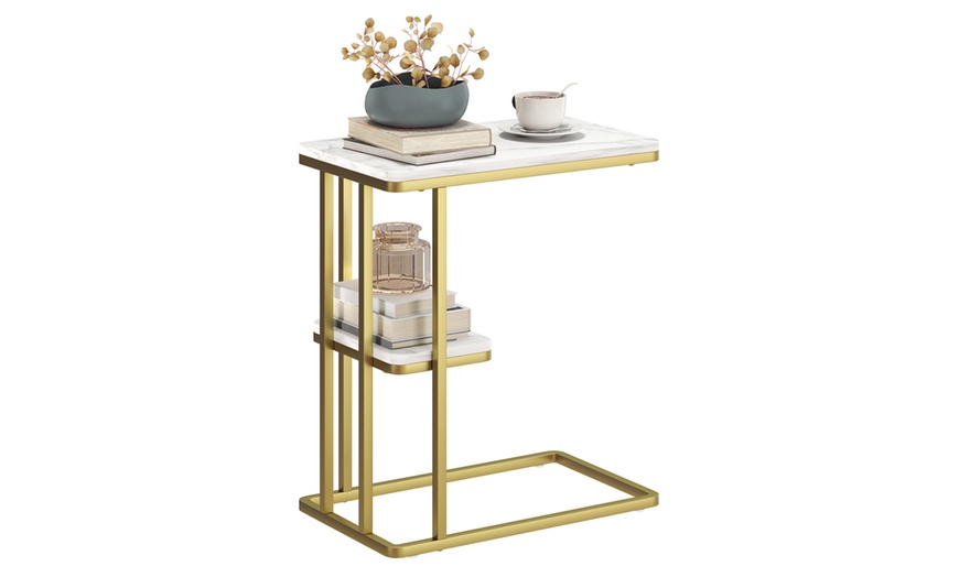 Image 2: HOMCOM C-Shaped Narrow Side Table