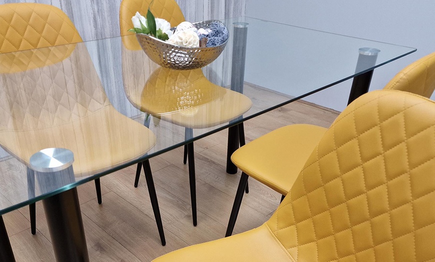 Image 13: Glass Dining Table Set with Chair Options
