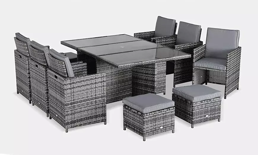 Image 14: 10-Seater Outsunny Rattan Garden Furniture Set with Cushions and Table