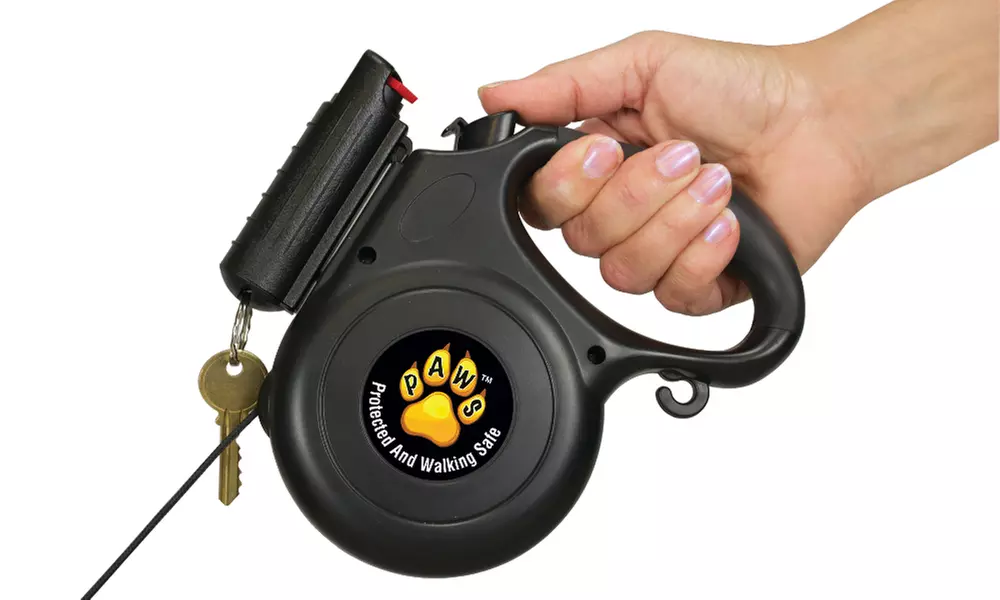 PAWS Retractable Dog Leash with Eliminator Pepper Spray - Primary Image