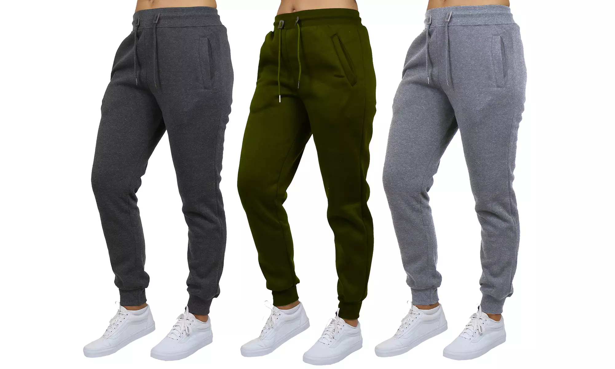 (3-Pack) Women's Loose Fitting Fleece Jogger Sweatpants (Sizes, S-2XL)