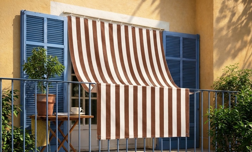 Image 2: Tenda da sole a righe Caraibi con occhielli