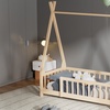 Image 2: Pine Wood Tent-Shaped Kids Bed Frame with Low Base and Safety Fence