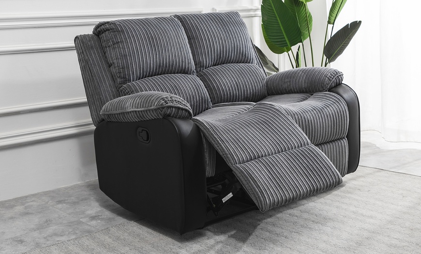 Image 9: Jumbo Cord Fabric Recliner