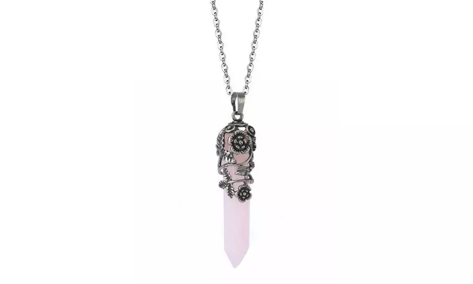 Healing Crystal Wrapped Pointed Natural Quartz Stone Necklace Pendant