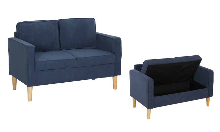 Image 7: HOMCOM Compact 2 Seater Sofas with Under Seat Storage