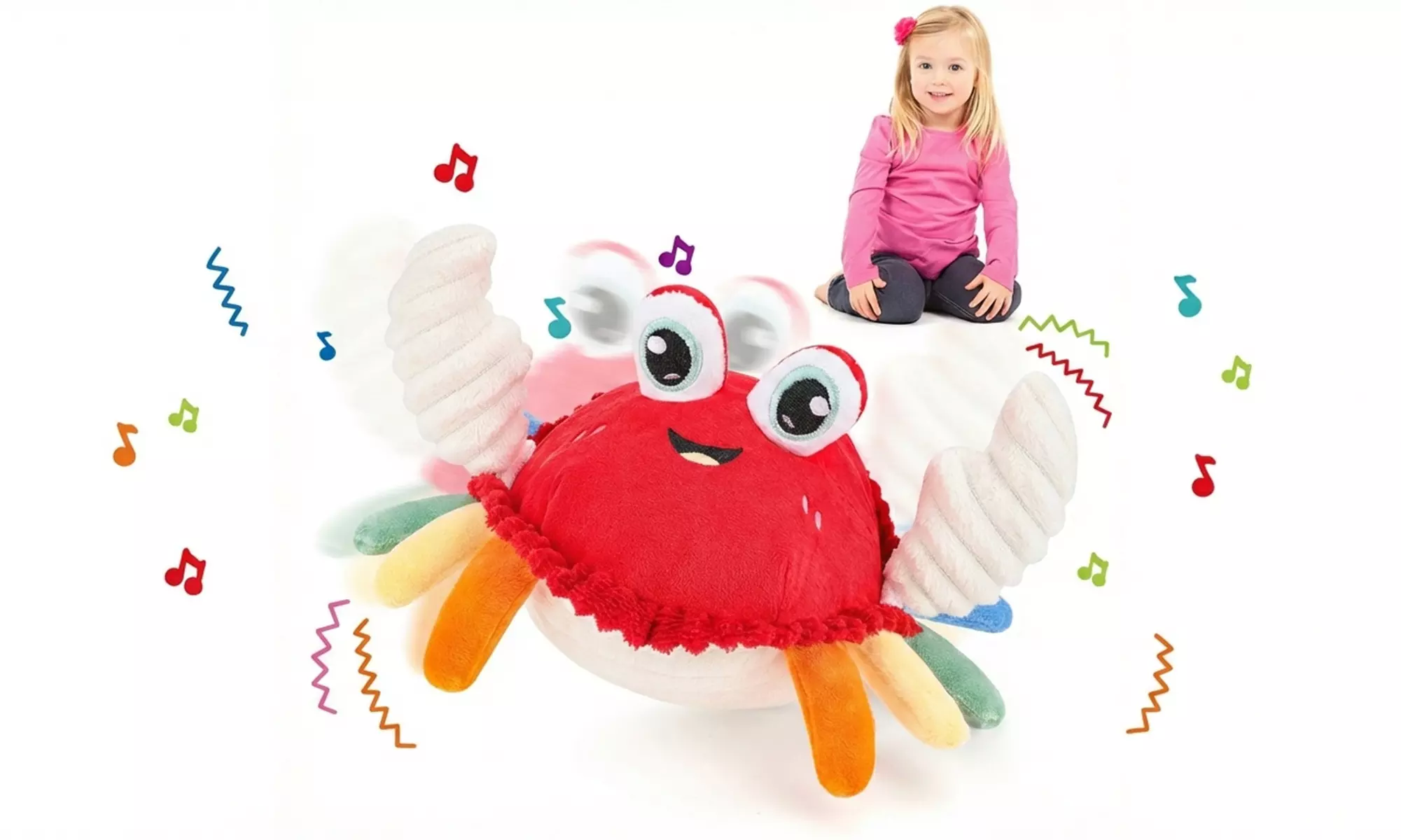 deAO Toys Plush Dancing Crab Musical Toy with Lights
