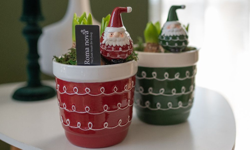 Image 1: Hyacinth in Santa Ceramic - 1 or 2 Pots
