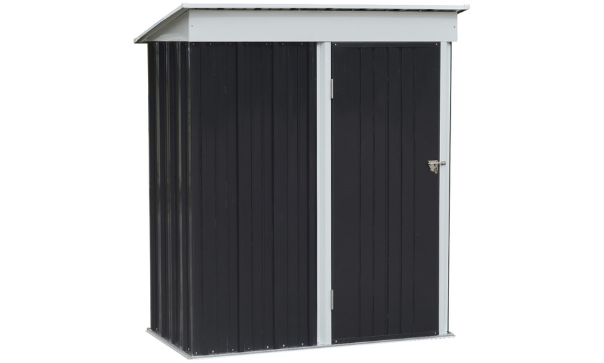 Image 5: Heavy-Duty Lockable Metal Garden Shed with Sloped Roof
