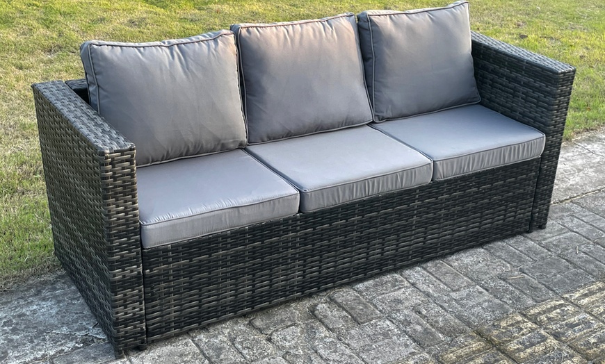 Image 4: 10-Seater Rattan-Effect U-Shaped Garden Lounge Sofa Set