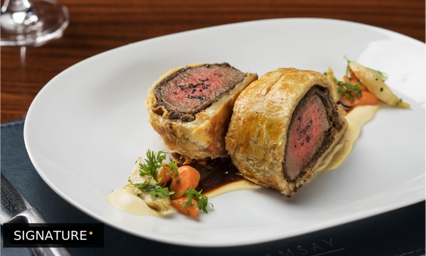 Image 1: Gordon Ramsay Steak 3-Course Dinner & Wine Experience -- $223.39 Value