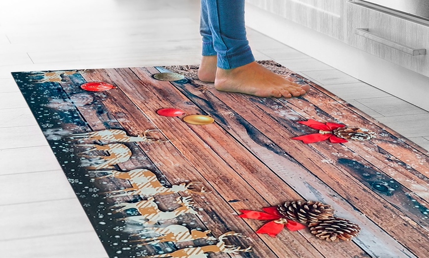 Image 30: Antislip keukentapijt met kerstpatroon