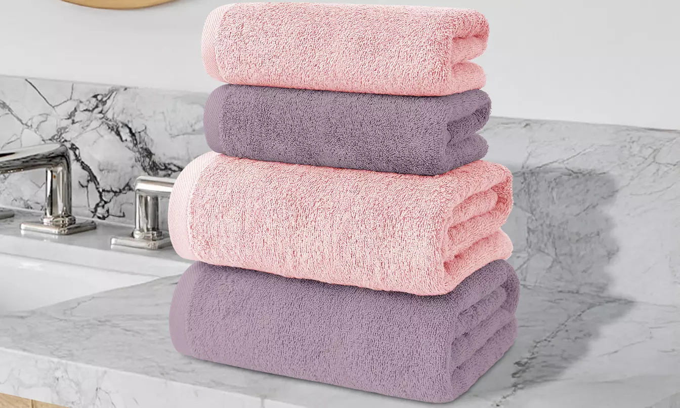 Set di 4 asciugamani da bagno in cotone