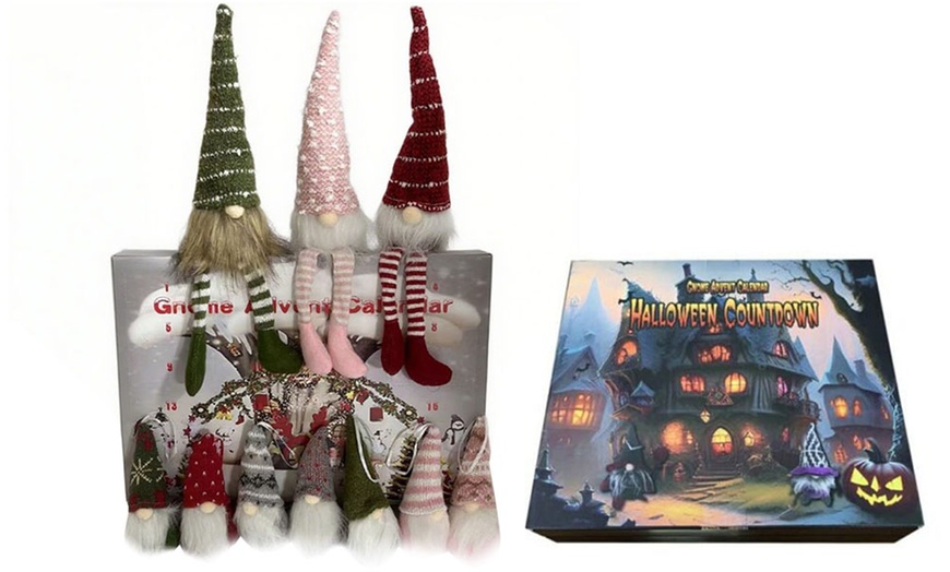 Image 1: Holiday Gnome Countdown Calendar, Includes Themed Dolls and Surprises