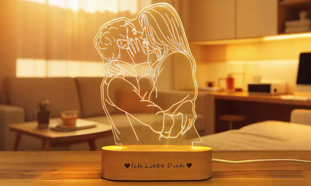 Niestandardowa drewniana lampa nocna 3D z personalizowanym zdjęciem