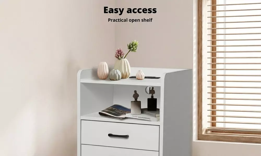 Levede LED Bedside Table – 3 Drawer Smart Nightstand