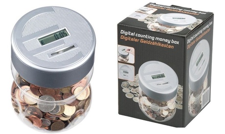 Salvadanaio contamonete elettronico digitale con contenitore