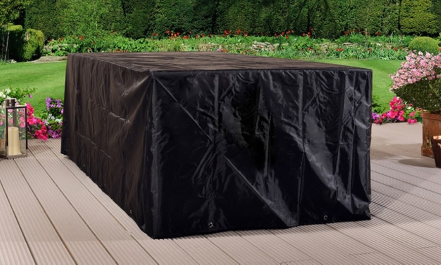 Image 11: 9 or 11 Piece High Back Rattan-Effect Cube Dining Set