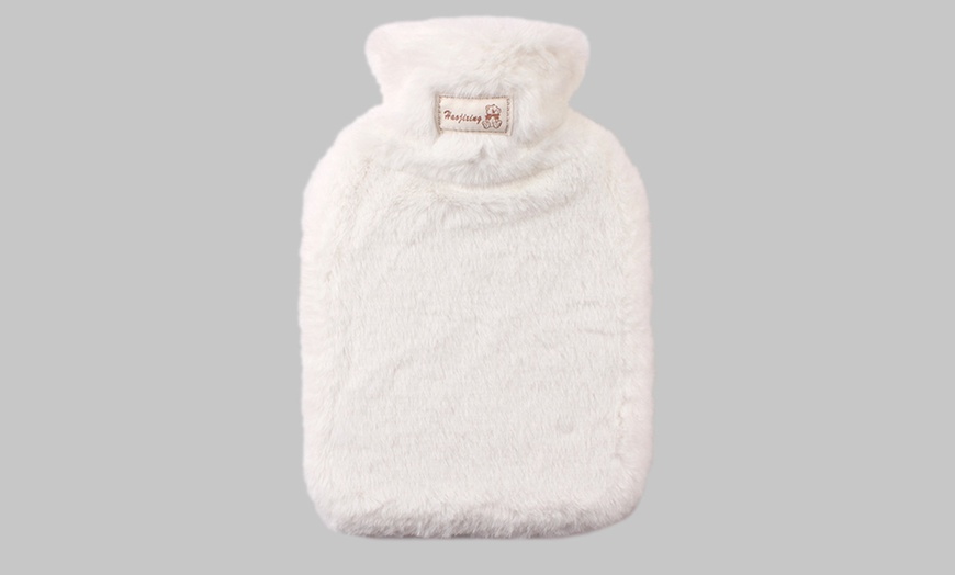 Image 12: Hot Water Bottle with Plush Cover