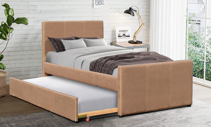 Image 2: Fabric Clifton Bed with Trundle and Optional Mattresses