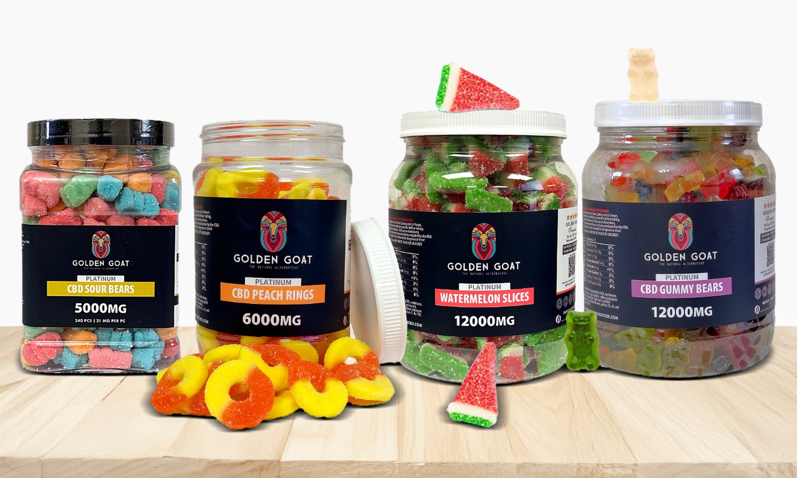 5000MG - 12,000MG MEGA Strength CBD Gummies by Golden Goat 